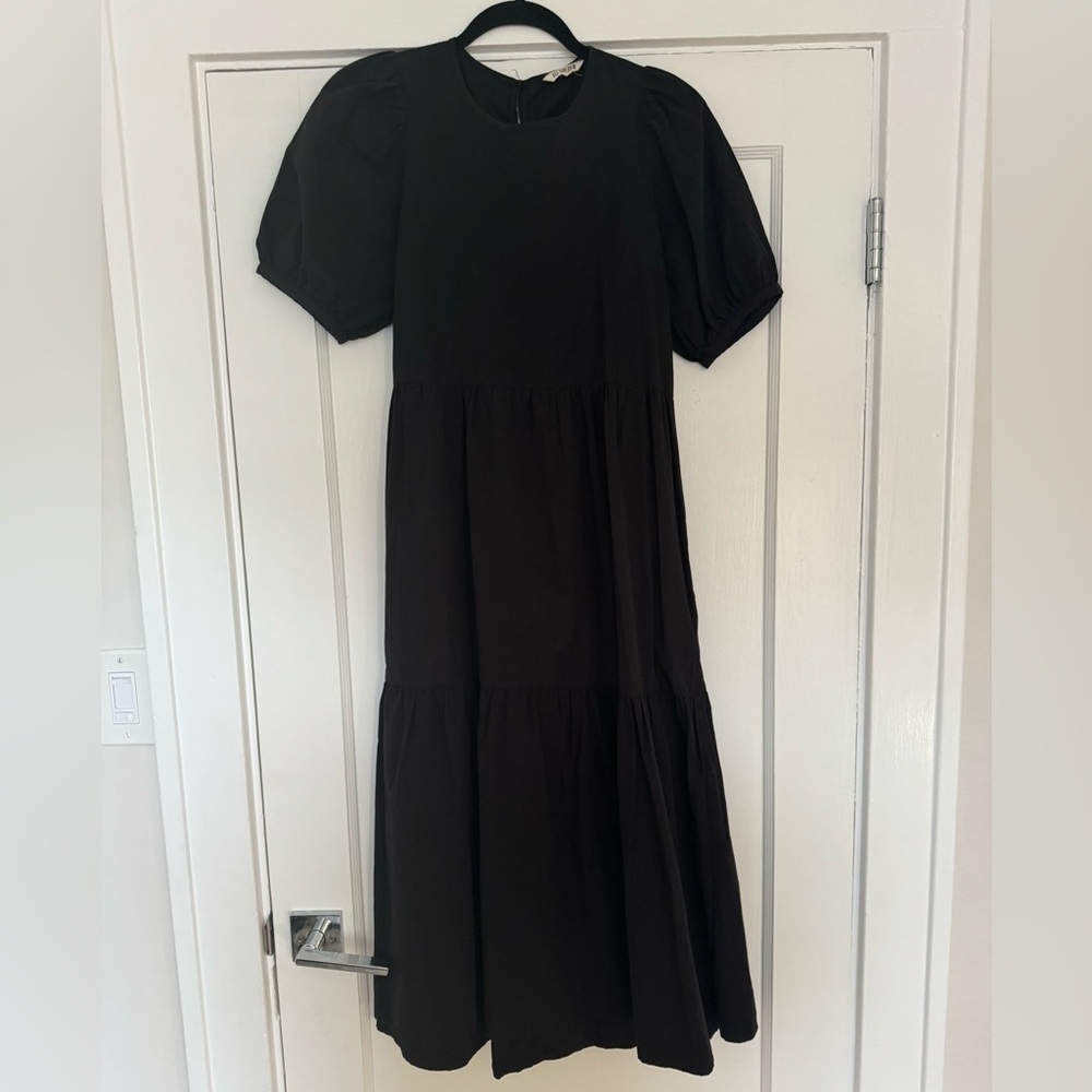 Ali Golden Puff Sleeve Black Dress - Small - Picture 4 of 6